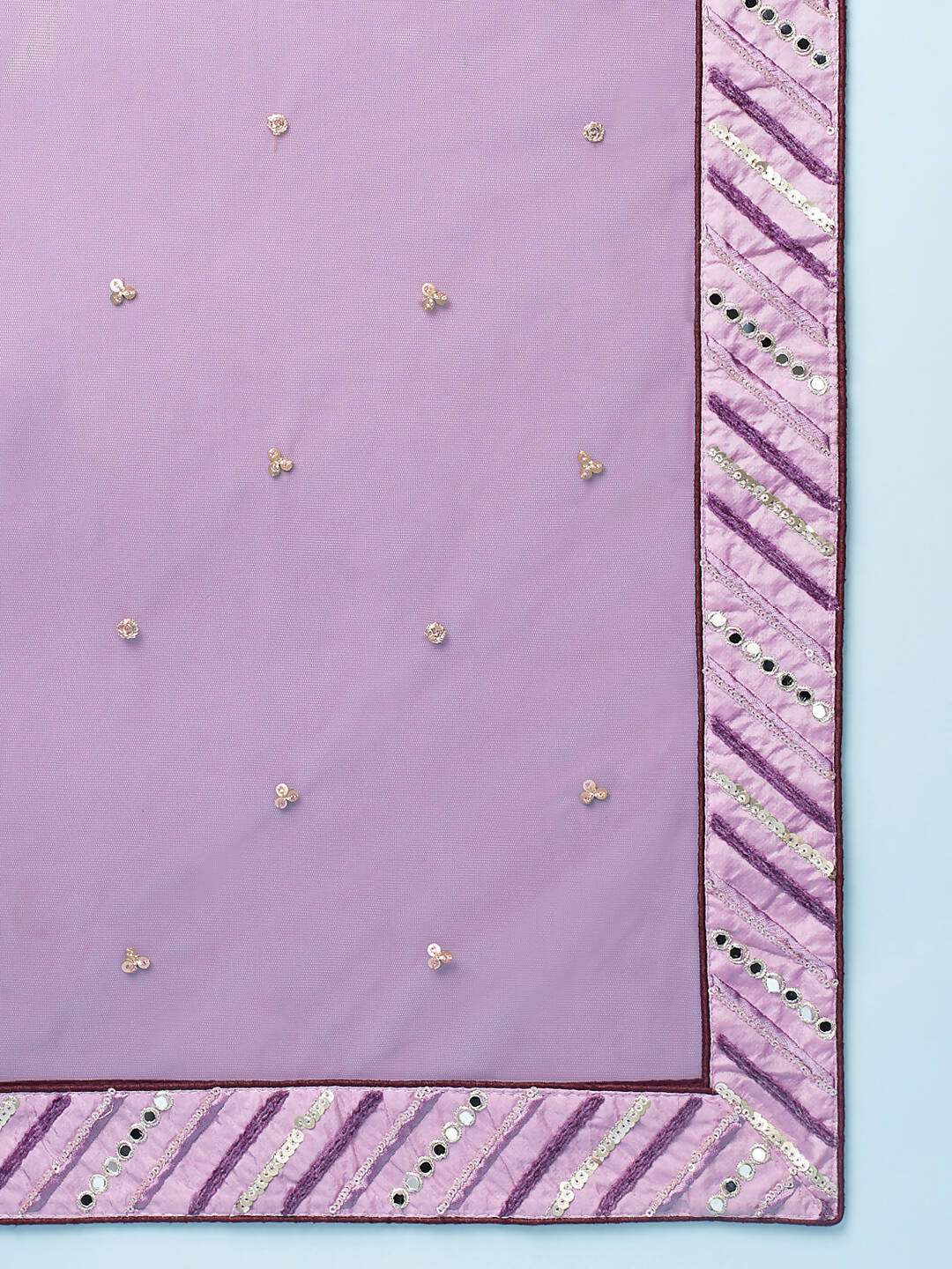 House of Panchhi Women Lavender Net Zig-Zag Embroideried Lehenga, Blouse & Dupatta - Distacart