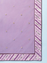 Thumbnail for House of Panchhi Women Lavender Net Zig-Zag Embroideried Lehenga, Blouse & Dupatta - Distacart