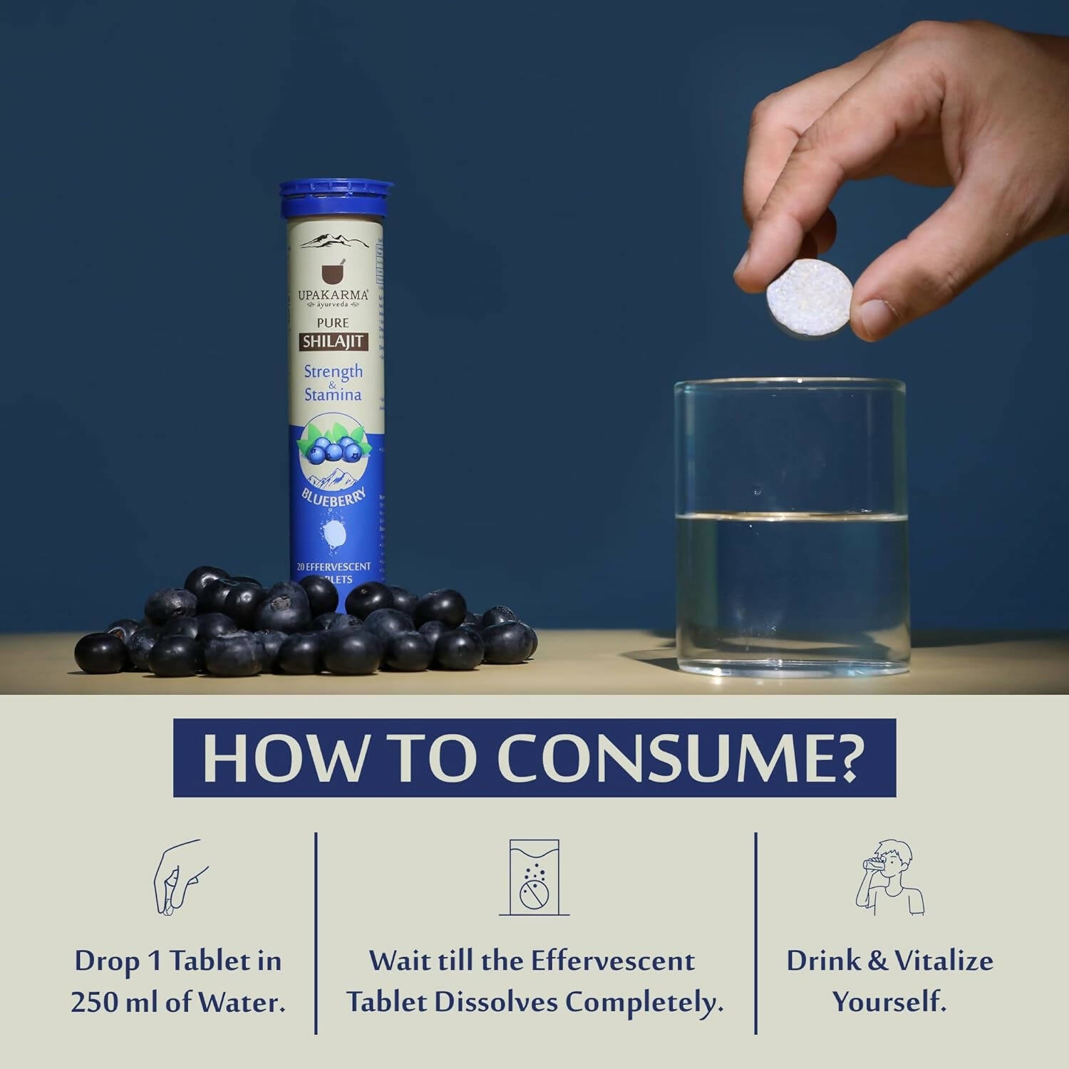 Upakarma Ayurveda Pure SJ Effervescent Tablets in 2 Unique Flavors (Orange & Blueberry) Combo - Distacart