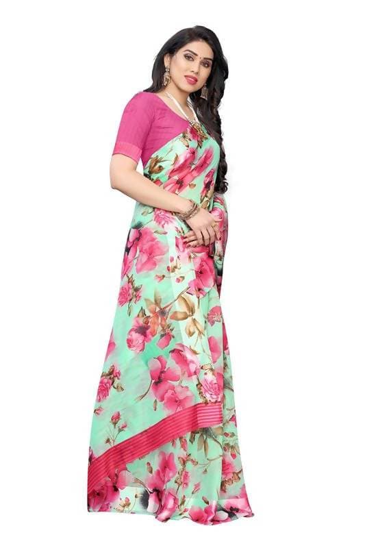 Vamika Green Linen Satin Border Saree (SONAKSHI 12 GREEN)