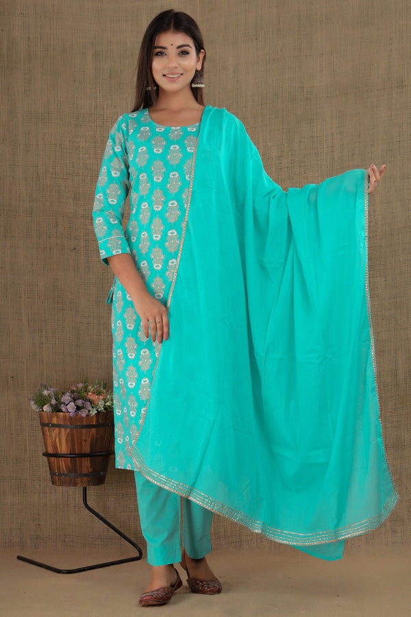 Kaajh Women's Green Floral Printed Suit Set - Distacart