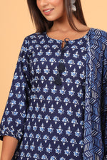 Thumbnail for Kaajh Blue Floral Print Suit Set For Women - Distacart