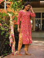 Thumbnail for Kaajh Pink Floral Print Suit Set For Women - Distacart