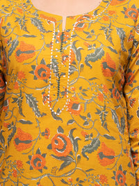 Thumbnail for Kaajh Women's Yellow Floral Print Suit Set - Distacart