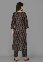 Thumbnail for Kaajh Women's Black Paisley Print Cotton Suit Set - Distacart