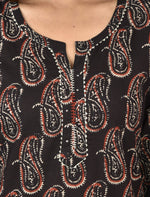 Thumbnail for Kaajh Women's Black Paisley Print Cotton Suit Set - Distacart