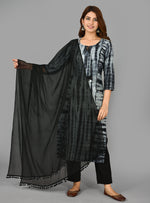 Thumbnail for Kaajh Women's Black Tie Dye Cotton Suit Set - Distacart