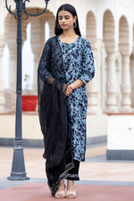 Thumbnail for Kaajh Women's Black Tie Dye Print Cotton Suit Set - Distacart