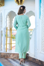 Thumbnail for Kaajh Women's Green Floral Modal Silk Suit Set - Distacart