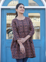 Thumbnail for Kaajh Coffee Brown Cotton Shirt Style Tunic - Distacart