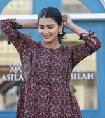 Thumbnail for Kaajh Coffee Brown Cotton Shirt Style Tunic - Distacart