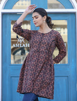 Thumbnail for Kaajh Coffee Brown Cotton Shirt Style Tunic - Distacart