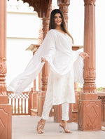 Thumbnail for Kaajh Women's Off White Lucknow Chikankari Cotton Kurta Set With Dupatta - Distacart