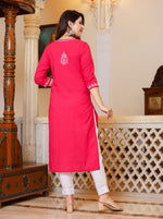 Thumbnail for Kaajh Women's Pink Hand Embroidered Lucknow Chikankari Kurta Set With Dupatta - Distacart