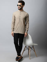 Thumbnail for Even Apparels Beige Color Pure Cotton Men's Kurta With Band Collar (SLD072) - Distacart