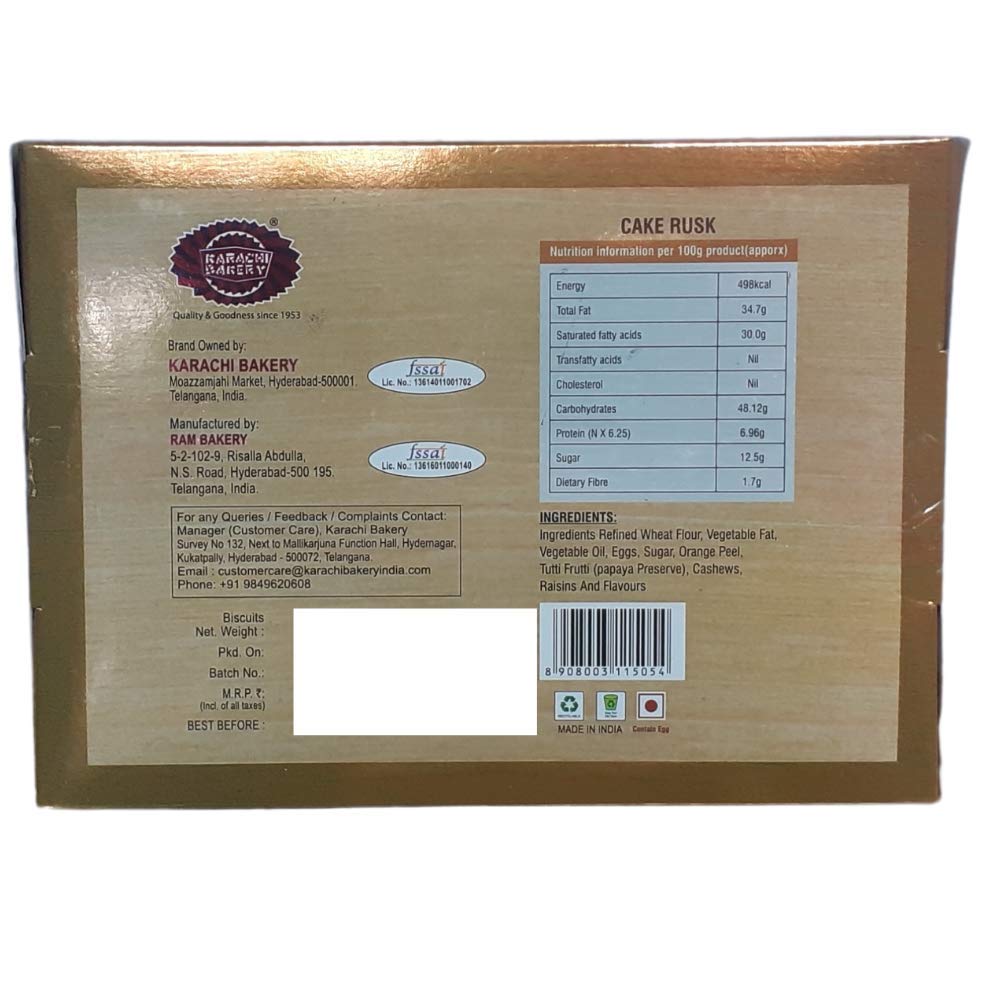 Karachi Bakery Fruit Cake Rusk 400 gm