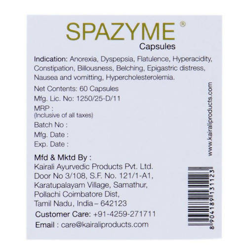 Kairali Ayurvedic Spazyme Capsules - Distacart