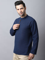 Thumbnail for Even Apparels Navy Pure Cotton Men's Kurta With Band Collar - Distacart