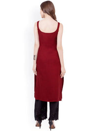 Thumbnail for Indya Women Maroon Solid Straight Kurta - Distacart