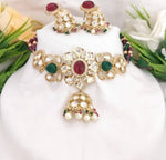 Thumbnail for Khavi Arts Designer Pearl Choker-Green and Red - Distacart