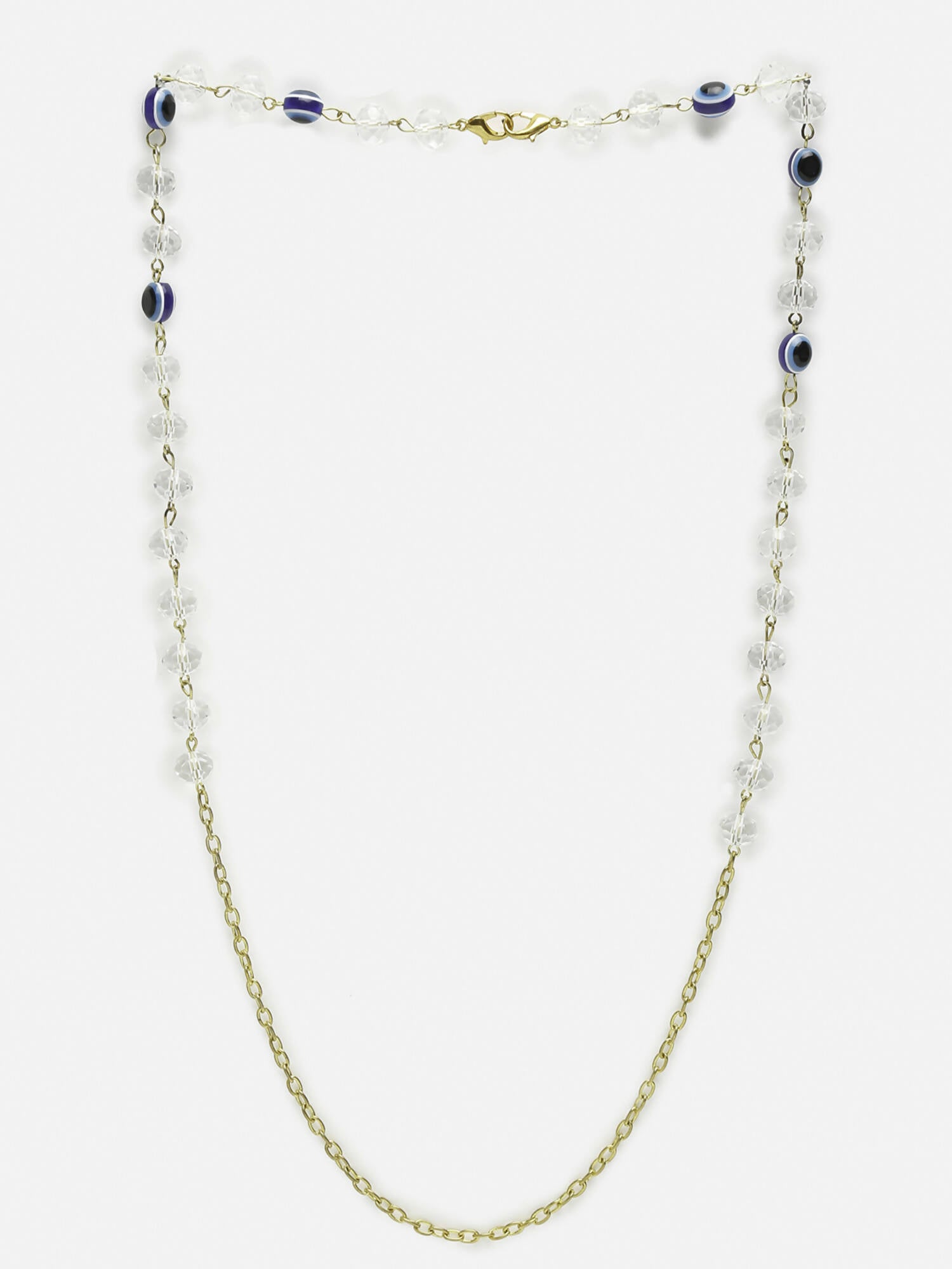 Unisex Gold-Toned Blue Evil Eye Beaded Mask Chain - Ruby Raang - Distacart