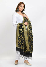 Thumbnail for Mominos Fashion Moeza Women's Banarsi Silk Floral Woven Design Black Dupatta - Distacart