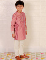 Thumbnail for Lil Drama Boys Ethnic Kurta Pyjama - Pink - Distacart