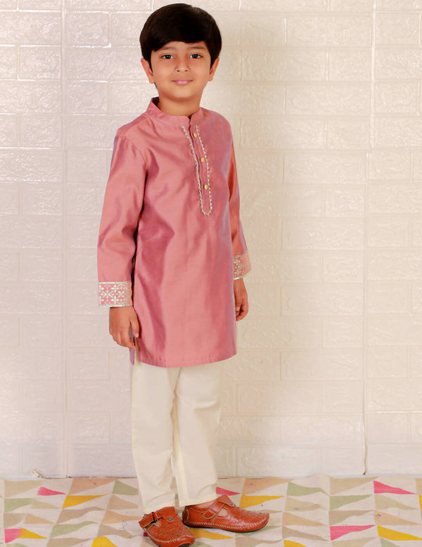 Lil Drama Boys Ethnic Kurta Pyjama - Pink - Distacart