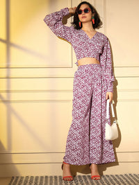 Thumbnail for Pink Crepe Digital Printed Top With Matching Trouser - Shivani - Distacart