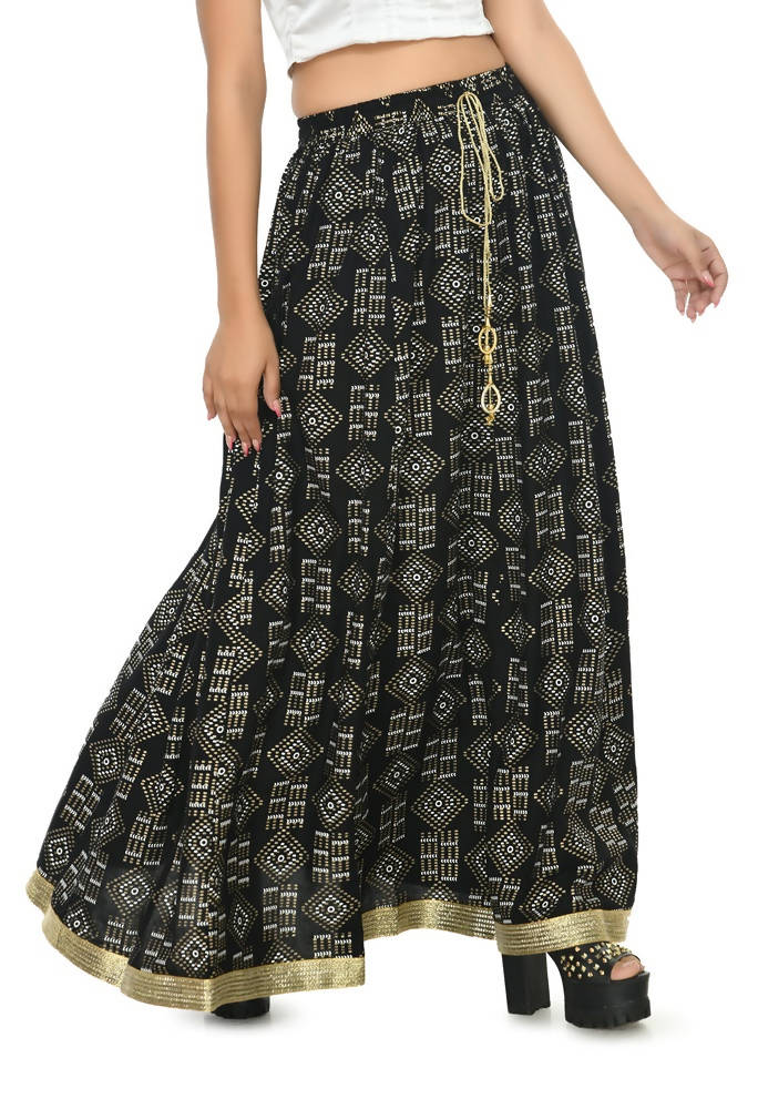 Mominos Fashion Moeza Cotton Black Printed Lehenga (Lancha)