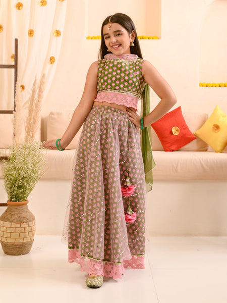 Girls Printed Ready To Wear Lehenga Blouse With Dupatta - Mini Marvels - Distacart