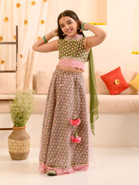 Thumbnail for Girls Printed Ready To Wear Lehenga Blouse With Dupatta - Mini Marvels - Distacart