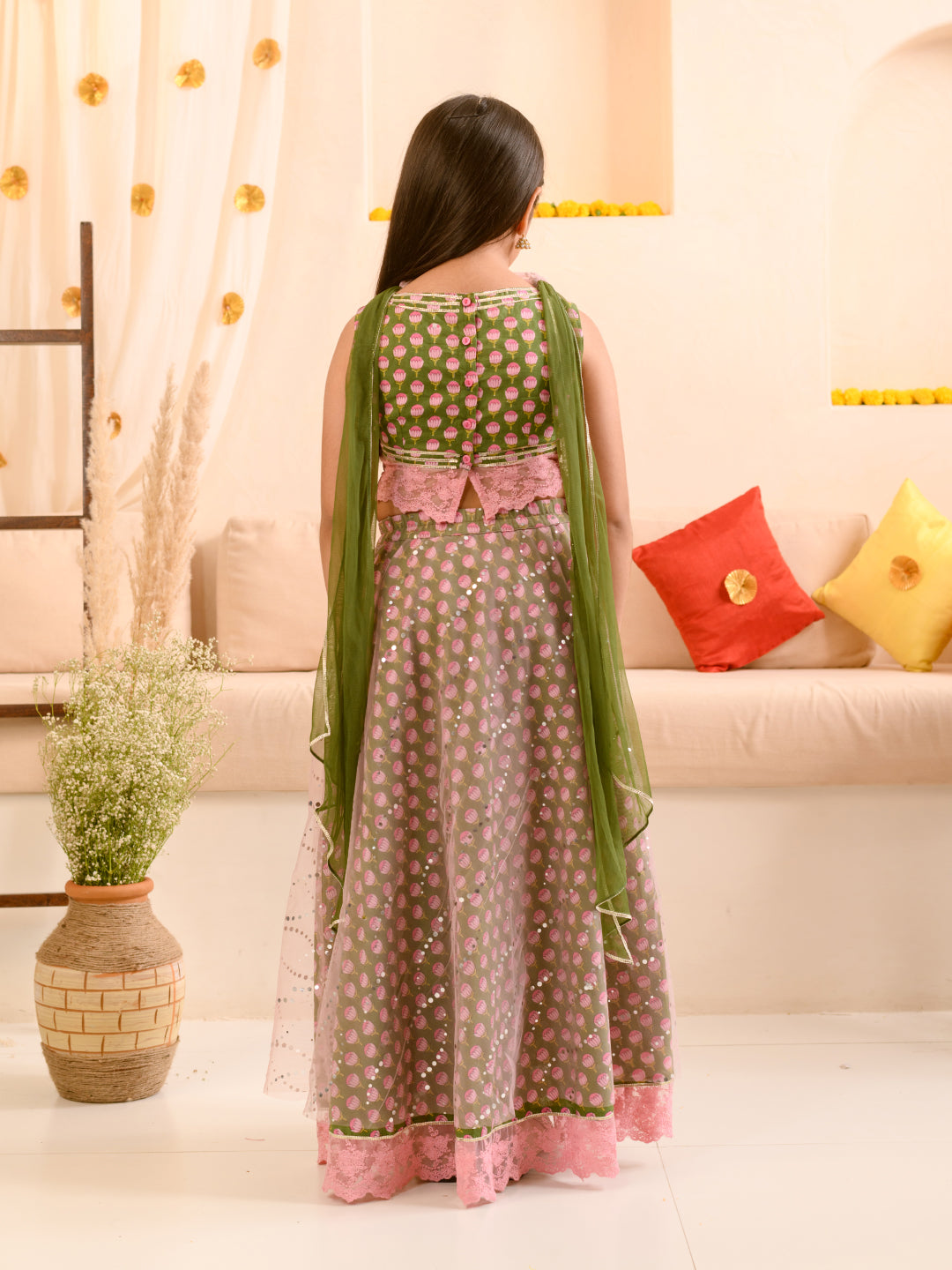 Girls Printed Ready To Wear Lehenga Blouse With Dupatta - Mini Marvels - Distacart