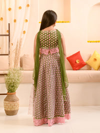 Thumbnail for Girls Printed Ready To Wear Lehenga Blouse With Dupatta - Mini Marvels - Distacart
