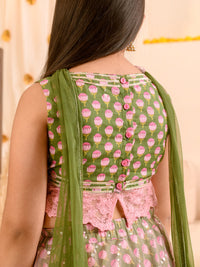 Thumbnail for Girls Printed Ready To Wear Lehenga Blouse With Dupatta - Mini Marvels - Distacart