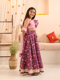 Thumbnail for Girls Printed Ready To Wear Lehenga Blouse With Dupatta - Mini Marvels - Distacart