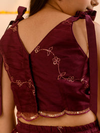 Thumbnail for Girl Embellished Thread Work Ready To Wear Lehenga Blouse With Dupatta - Mini Marvels - Distacart