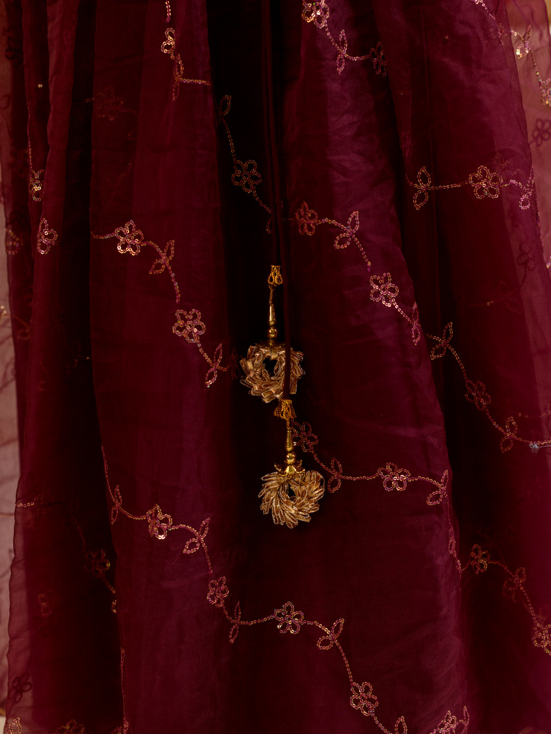 Girl Embellished Thread Work Ready To Wear Lehenga Blouse With Dupatta - Mini Marvels - Distacart