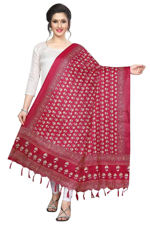 Vamika Red Printed Khadi Bhagalpuri Latest Dupatta