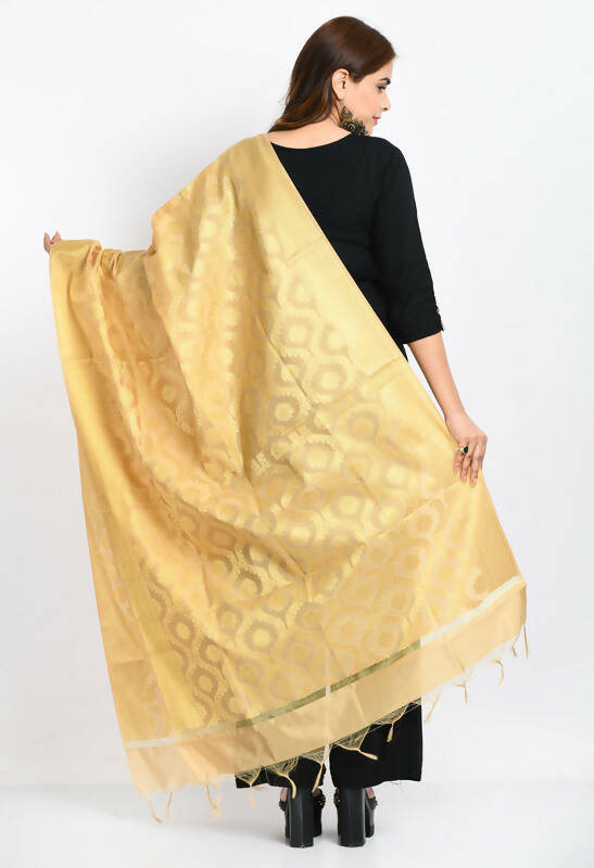 Mominos Fashion Moeza Women's Banarsi Silk All Over Woven Design Golden Dupatta - Distacart