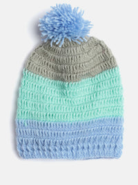 Thumbnail for Chutput Kids Woollen Hand Knitted Colorblock Detailed Cap - Multi - Distacart