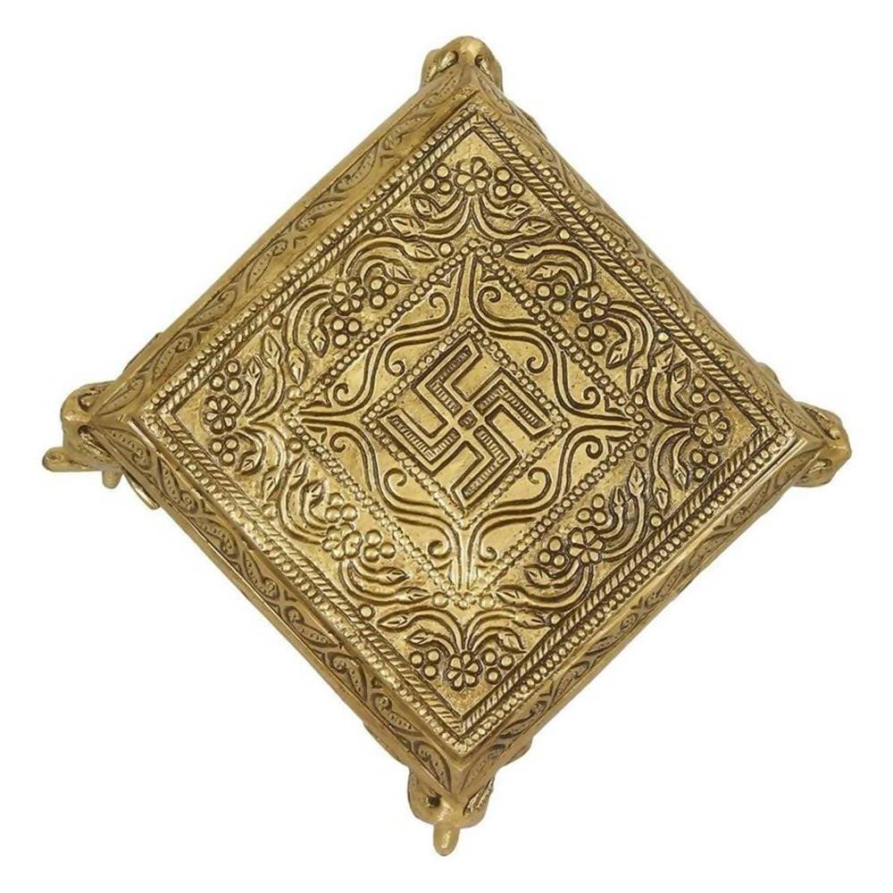 Puja N Pujari Elephant Design Brass Pooja Chowki