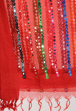 Thumbnail for Mominos Fashion Moeza Women's Orgenza Multi Thread Mirror Work Red Dupatta - Distacart