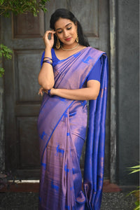 Thumbnail for Vamika Weaving Banarasi Jacquard blue Kanjivaram Saree - Distacart
