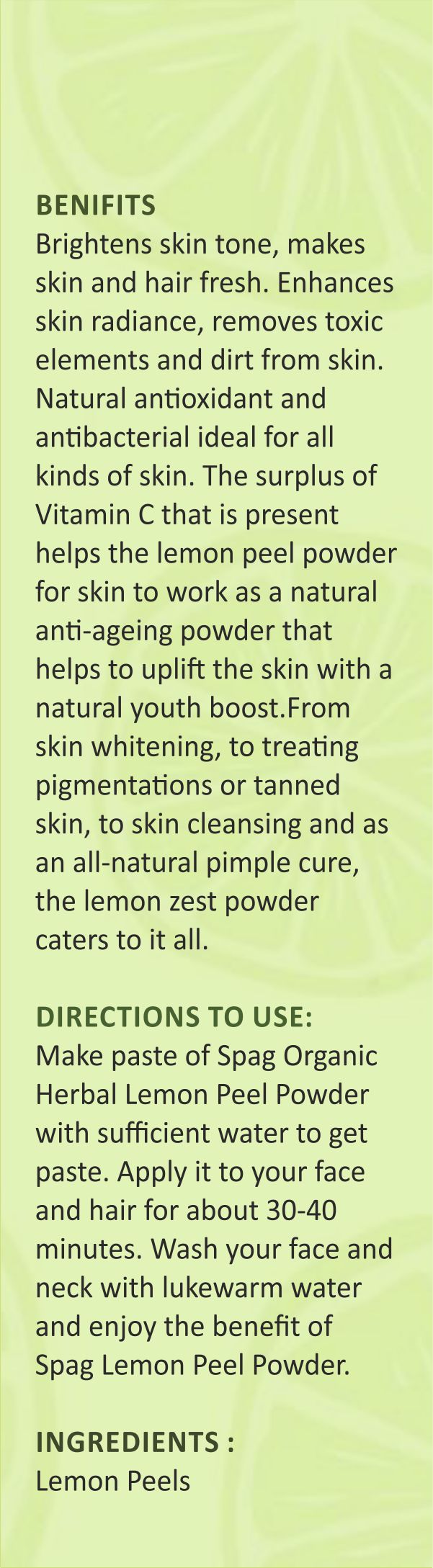 Spag Herbals Premium Lemon Peel Powder - Distacart