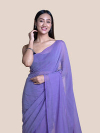 Thumbnail for Suta Lavender Solid Mul Saree - Distacart