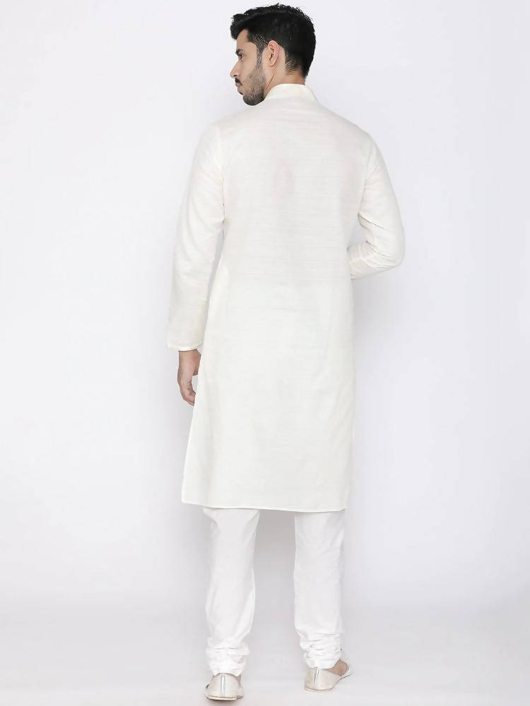 Manyavar Men White Solid Kurta with Pyjamas - Distacart