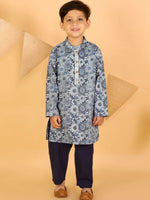 Thumbnail for Lil Drama Boys Kurta With Pyjama Set - Navy Blue - Distacart
