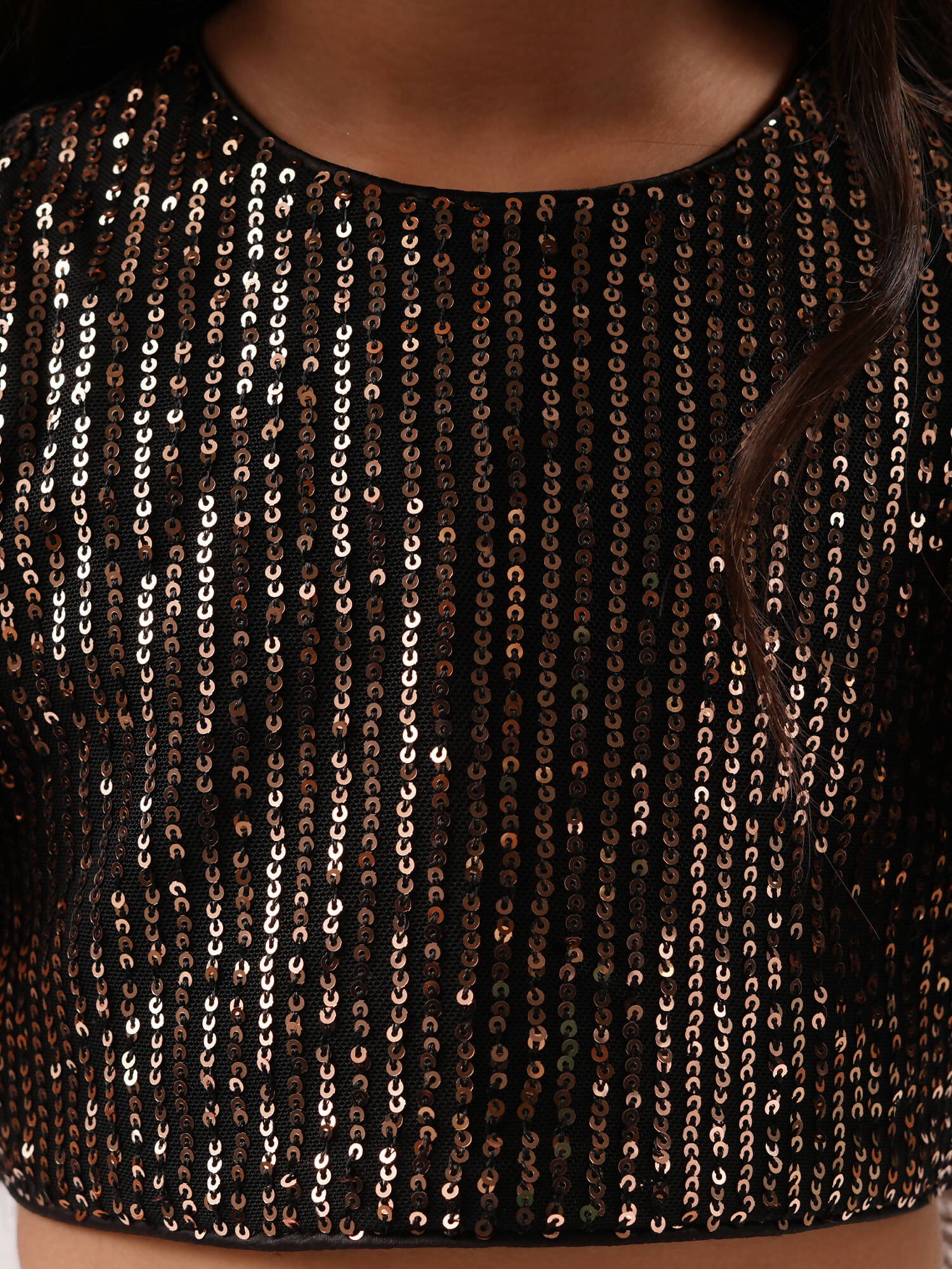 Lil Drama Paris Nights Girls Peach Sequin Choli Printed Lehanga - Distacart