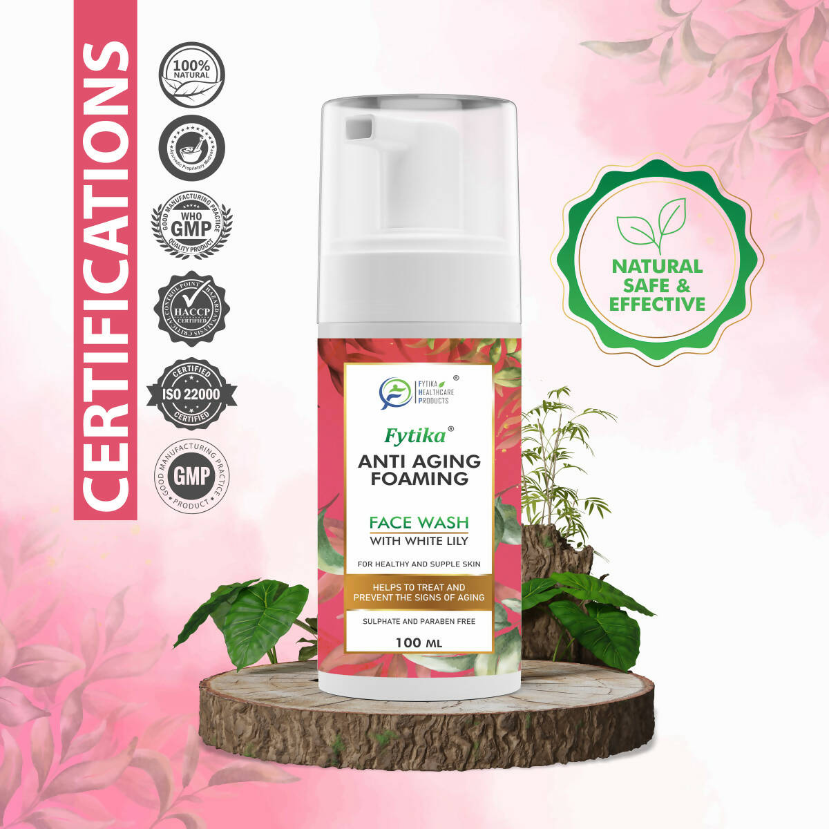 Fytika Anti Aging Foaming Face Wash with White lily - Distacart